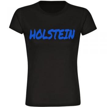 Multifanshop® Damen T-Shirt Holstein Textmarker Druck blau