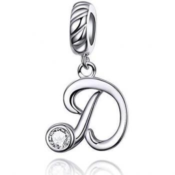 Pendente Lettera D in Argento 925 con Zirconia Cubica per Donna