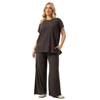 Chocolate Brocade Knitted Flared Trousers, Women’s 18