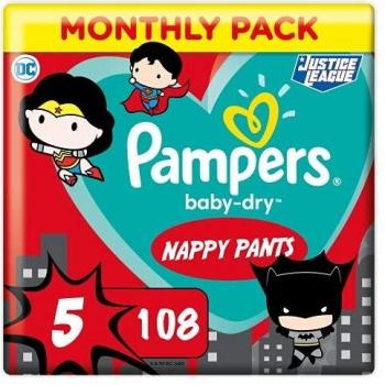 Pampers Size 5 Baby-Dry Superhero Nappy Pants, 108 Count