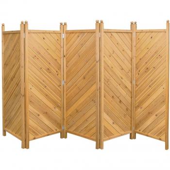 Balkenstil Paravent aus Massivholz – 5‑Teile – München
