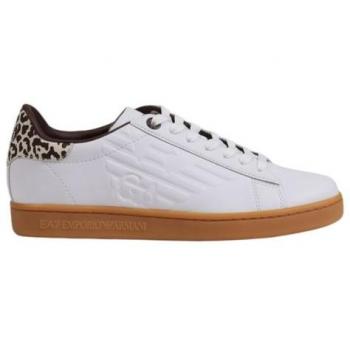 Emporio Armani EA7 White Men's Beige Leather Sneaker Fall/Winter Size 3½ US