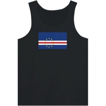 V-Neck Cape Verde Flag Shirt – Black, 100% Coton