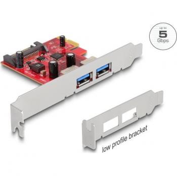 DELOCK 90155 PCIe x1 → 2× USB 3.0 Type‑A Adapter – Slim Profile