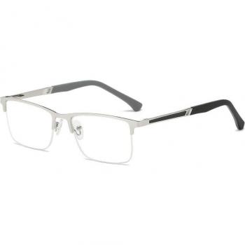 Gafas ultra ligeras de lectura con protección UV, para ordenador, presbicia, marco metálico plateado 1.5 2.5