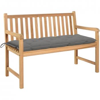Teakholz Gartenbank 120 cm mit grauer Auflage
