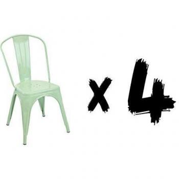 Set 4 sedie 13Casa Iron A6 – Verde acciaio, 52,5 × 45 × 85 cm