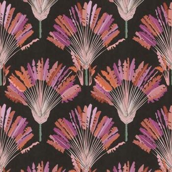 Papier peint floral noir orange violet rose 5,33 m2