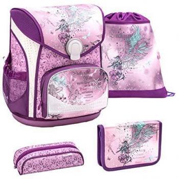 Belmil Schulranzen Set 4-teilig lila für Grundschule/Mädchen/mit Brustgurt und Hüftgurt