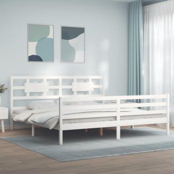 Lit double blanc 200x200 cm en bois massif