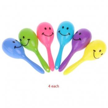 Neon Smiling Face Maracas for Party Favors