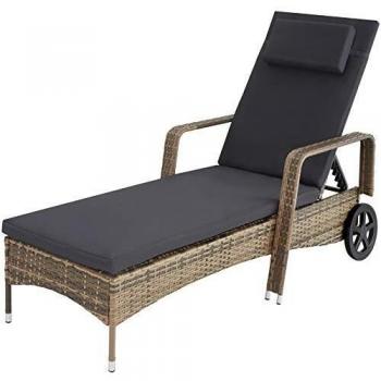 Chaise Longue Bain de Soleil en Résine Tressée TecTake 800077