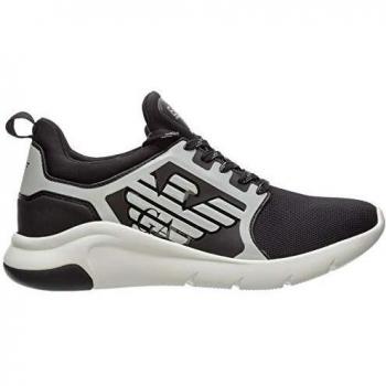 Sneaker da Corsa Emporio Armani EA7 A-Racer Unisex Tessuto Mesh con Rivestimento in Gomma, Nero/Argento