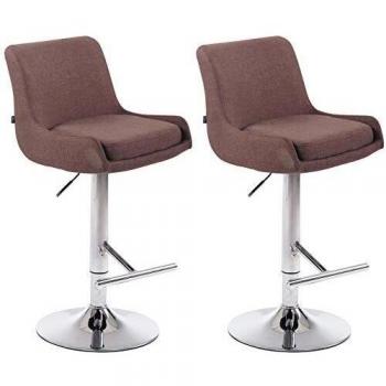 Tabourets de Bar en Tissu – Set 2 – Hauteur Variable – Marron