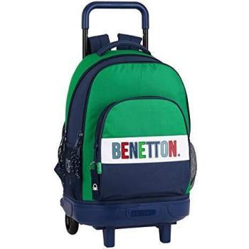 Safta Benetton Mochila Escolar con Carro y Espalda Acolchada, Multicolor