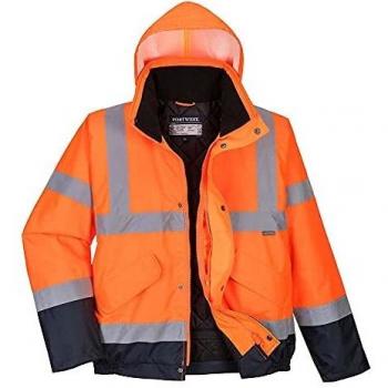 Portwest Hi-Vis Two Tone Bomber Jacket, Orange/Navy, Size M