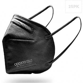 Keplin 25‑Pack FFP2 Particle & Dust Shield Masks – Black Sealed