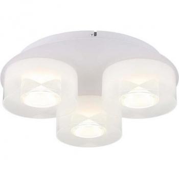 Plafonnier design LED 38 cm, blanc, verre et métal