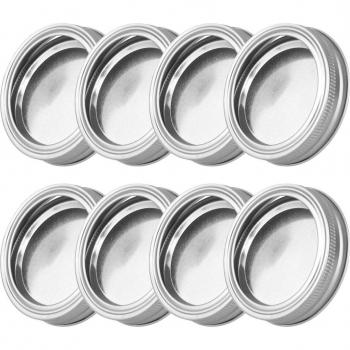8 unités Couvercles de Mise en Conserve en Verre et Acier Inoxydable pour Bocaux, Hauts 70mm, Anneaux et Bandes Inclus