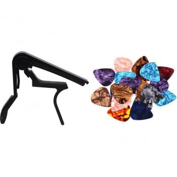 One‑Touch Capodastre Noir – 100 Plectres Acoustiques