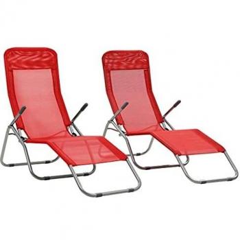 VidaXL Sdraio da Giardino Pieghevoli 2 pz Rosso
