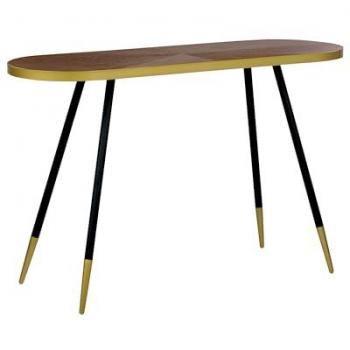 Consolle Moderna in MDF Effetto Legno Scuro e Base Dorata Ramona