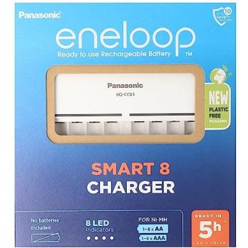 Batterie Charger Panasonic BQ‑CC63 : 8 piles AA Eneloop, 8 LED, 100‑240 V
