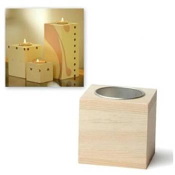 Compact Square Wood Candle Box