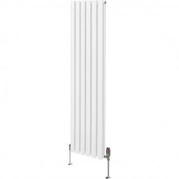 Radiateur colonne ovale 1600x360mm, thermostat chromé – Blanc acier carbone