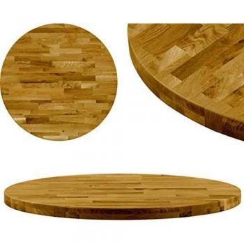 VidaXL Plateau de Table Rond en Bois de Chêne Massif 800 mm