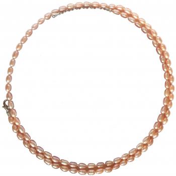Cadeau pour la mère et la dame, ELAINZ HEART collier de perles de culture d'eau douce (Ovale rose 4-5mm)