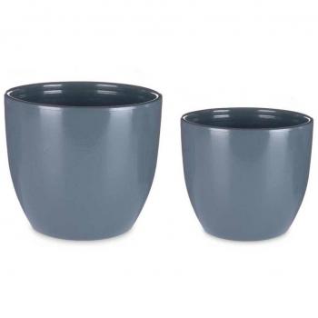Set Vasi Argilla Antracite 2 Pezzi Ø 22 cm Ø 28 cm