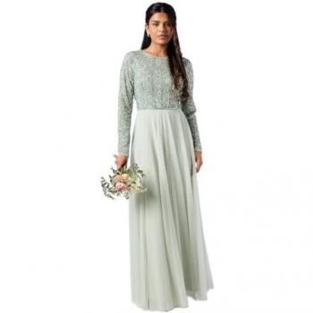 Sage Tulle Skirt Bridesmaid Dress, Petite Size 12