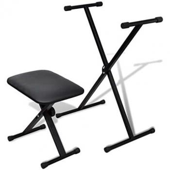 vidaXL Adjustable Keyboard Stand and Stool Set