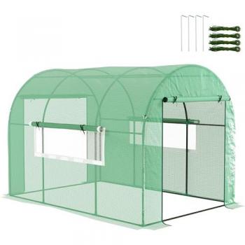 Outsunny 3‑by‑2‑by‑2m Polytunnel Greenhouse, Doors & Mesh Windows