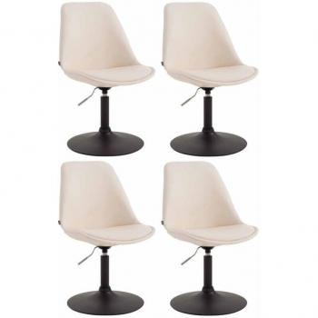 4 chaises de salle à manger réglables en hauteur en PVC crème et métal noir
