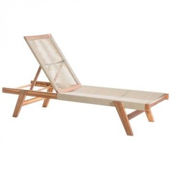 Beige Acacia Patio Recliner