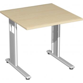 Gera Möbel S-618101-AH/SI Schreibtisch Lissabon, 80 x 80 x 72 cm, ahorn/silber