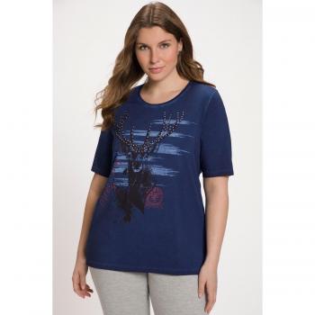 Maglia Scollo Girocollo Mezze Maniche Donna Blu 68/70 Ulla Popken