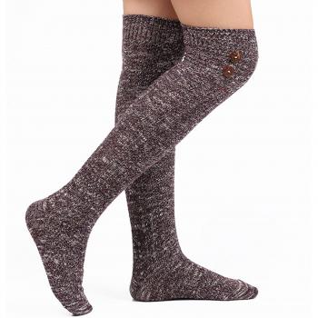 Calcetines de cachemira largos para mujer, con botones, color brillante, ideales para la temporada navideña