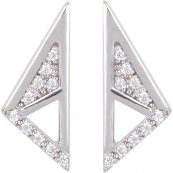 Silvery White Rhodium-Plated Earrings 'Sissi'