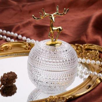 Golden Deer Butterfly Glass Container for Desktop Decoration