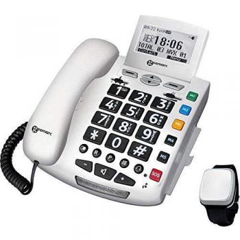 Geemarc Pack Serenities DC Téléphone Grandes Touches avec Bracelet Détection de Chute et Appel d'urgence Blanc