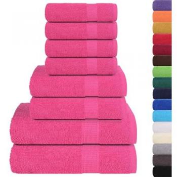 Rosa Badetuch‑Komplettsatz – 8 Teile, 360 g/m², 100 % Baumwolle