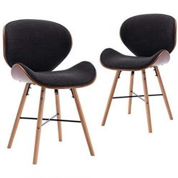 VidaXL Sedie da Pranzo 2 pz in Legno Curvato e Tessuto Grigio Scuro