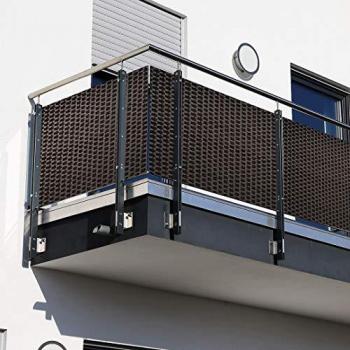Dynamic24 Balkonsichtschutz Polyrattan PVC Sichtschutzmatte 300x100 Balkon Sichtschutz Zaun