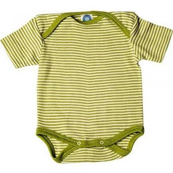 Cosilana Baby Body Kurzarm 70% Wolle 30% Seide Ringel 50-56