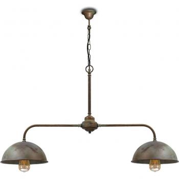 Lampada a sospensione Circle, 2 luci in ottone anticato