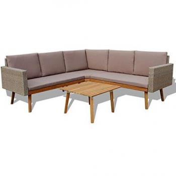 Gartenmöbel Set 4-tlg. Poly Rattan Grau