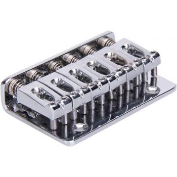 6‑Saddle Hardtail Bridge with 5 Screws Top‑Load Guitar Tailpiece, Chrome, 65 mm Metal Fixed Hardtail